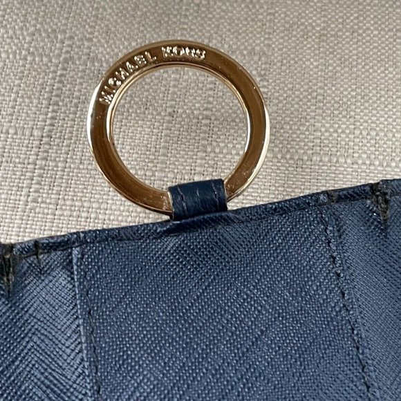 Michael Kors Keys Holder Blue Leather Keychain Mini Wallet Key Fob Keyrings - Picture 9 of 10